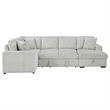 Pemberly Row Corduroy Sleeper Sectional Sofa with Storage Chaise in Grey
