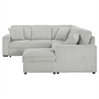 Pemberly Row Corduroy Sleeper Sectional Sofa with Storage Chaise in Grey