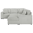 Pemberly Row Corduroy Sleeper Sectional Sofa with Storage Chaise in Grey