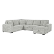 Pemberly Row Corduroy Sleeper Sectional Sofa with Storage Chaise in Grey