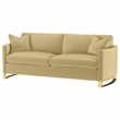 Pemberly Row Velvet Upholstered Curved Track Arm Sofa in Camel