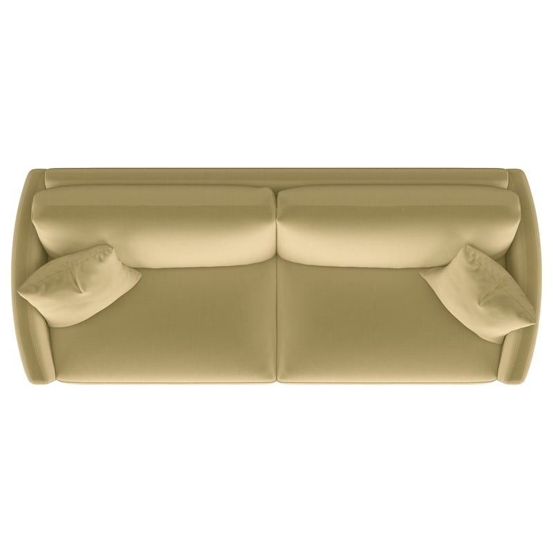Pemberly Row Velvet Upholstered Curved Track Arm Sofa in Camel