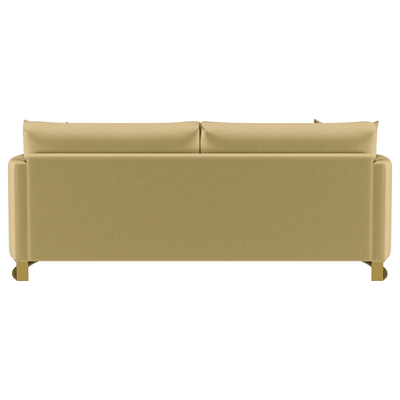 Pemberly Row Velvet Upholstered Curved Track Arm Sofa in Camel
