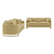 Pemberly Row 2-Piece Velvet Upholstered Sofa and Loveseat Set in Camel