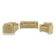 Pemberly Row 3-Piece Velvet Sofa with Loveseat and Chair in Camel