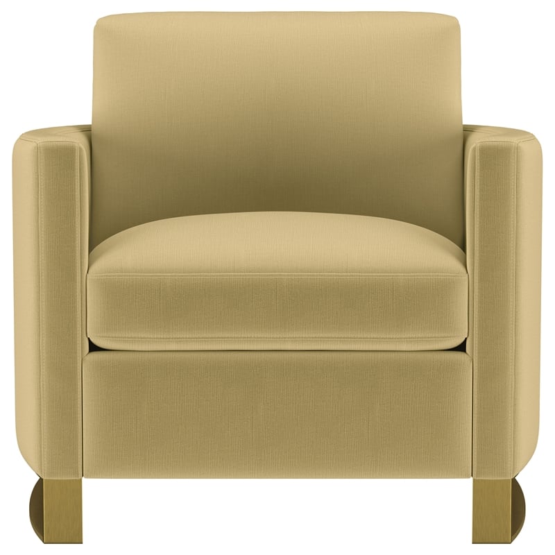 Pemberly Row Velvet Upholstered Curved Track Arm Accent Chair in Camel