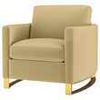 Pemberly Row Velvet Upholstered Curved Track Arm Accent Chair in Camel