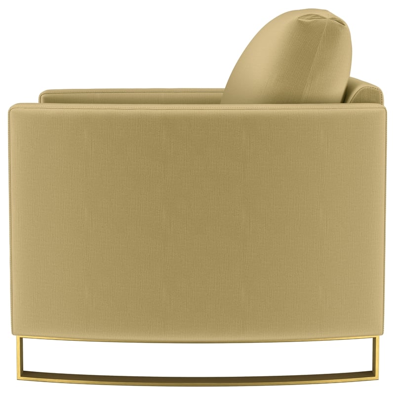 Pemberly Row Velvet Upholstered Curved Track Arm Accent Chair in Camel