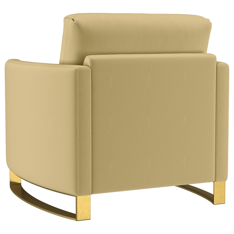 Pemberly Row Velvet Upholstered Curved Track Arm Accent Chair in Camel