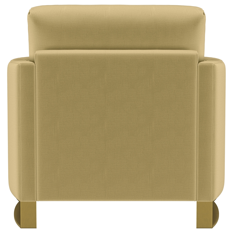 Pemberly Row Velvet Upholstered Curved Track Arm Accent Chair in Camel