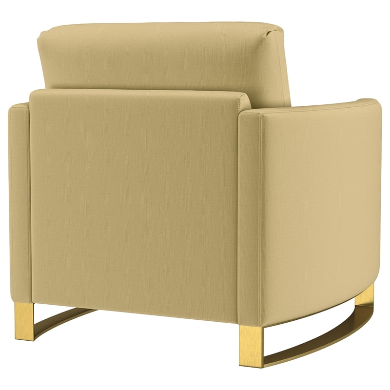 Pemberly Row Velvet Upholstered Curved Track Arm Accent Chair in Camel