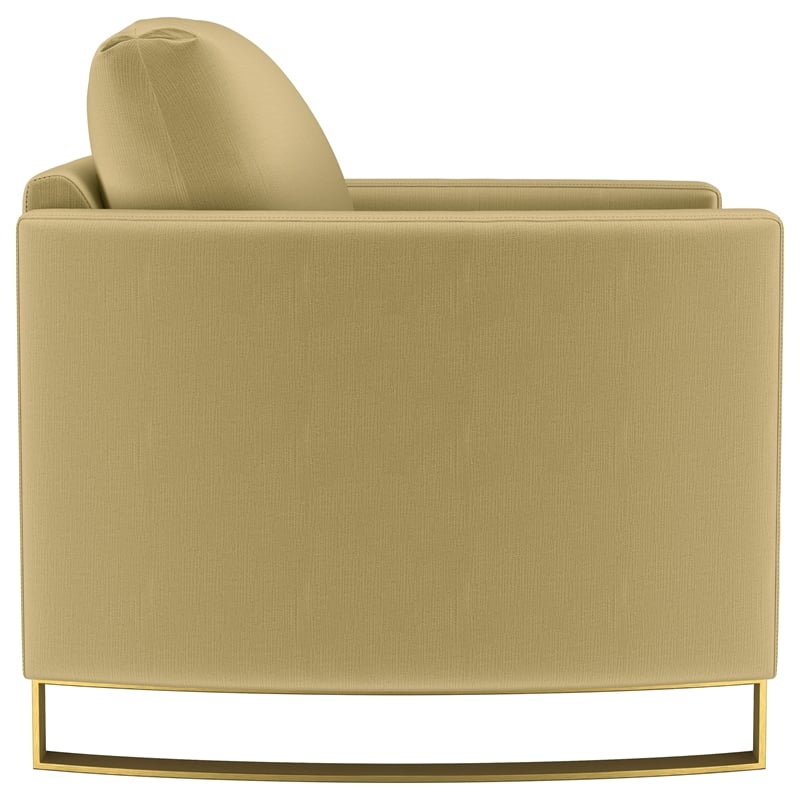 Pemberly Row Velvet Upholstered Curved Track Arm Accent Chair in Camel