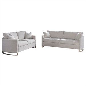 Pemberly Row 2-piece Upholstered Arched Arm Sofa and Loveseat Set in Beige