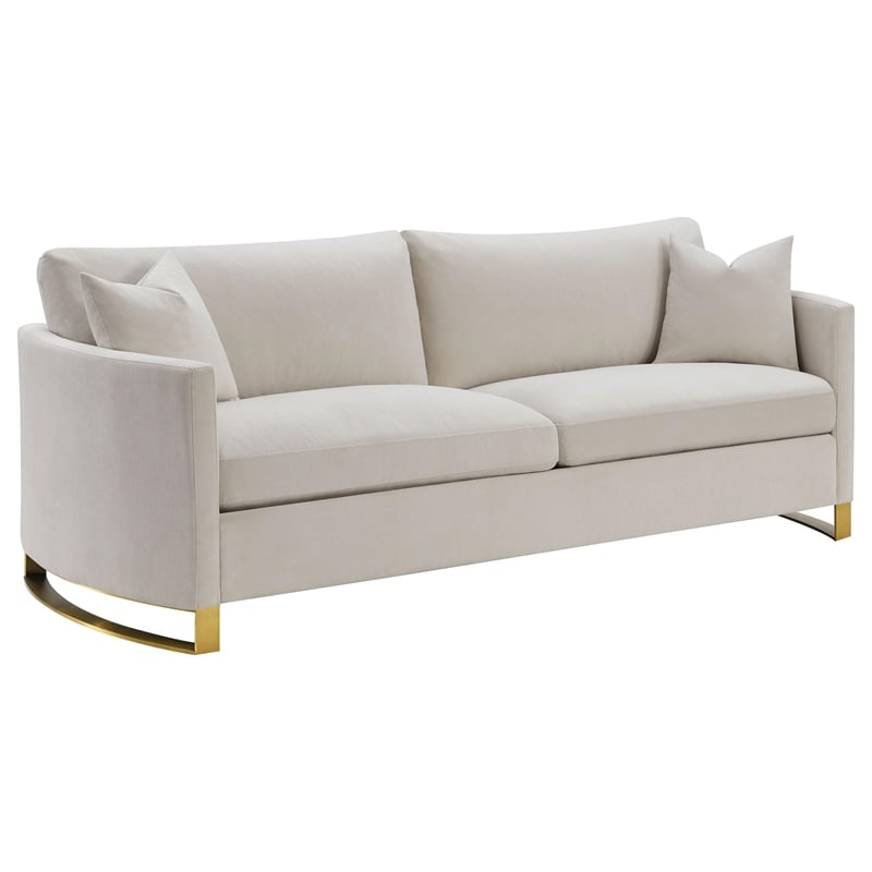 Pemberly Row 2-piece Upholstered Arched Arm Sofa and Loveseat Set in Beige