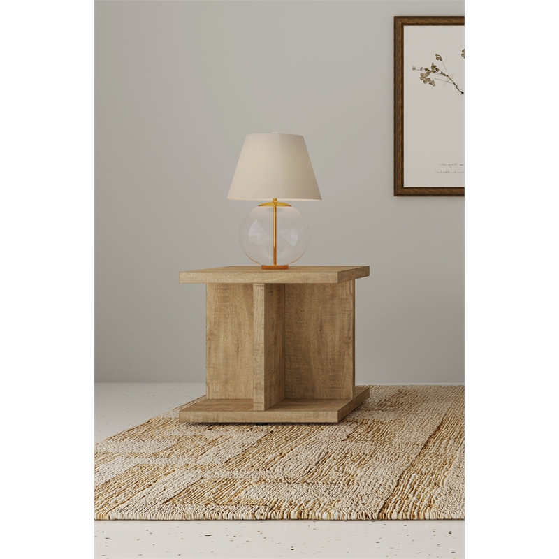 Pemberly Row Square Engineered Wood End Side Table in Mango Finish