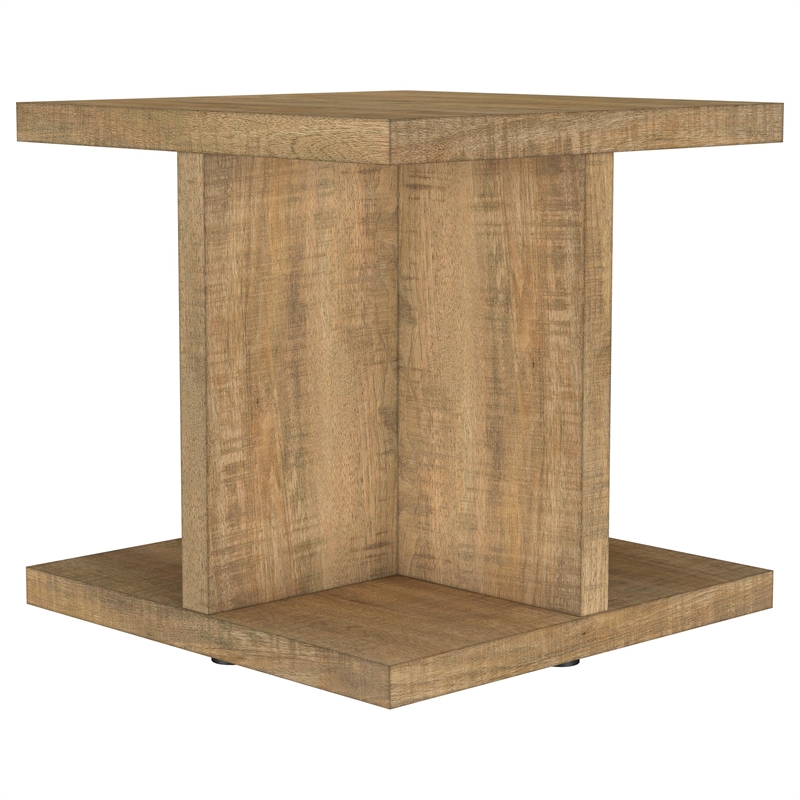 Pemberly Row Square Engineered Wood End Side Table in Mango Finish
