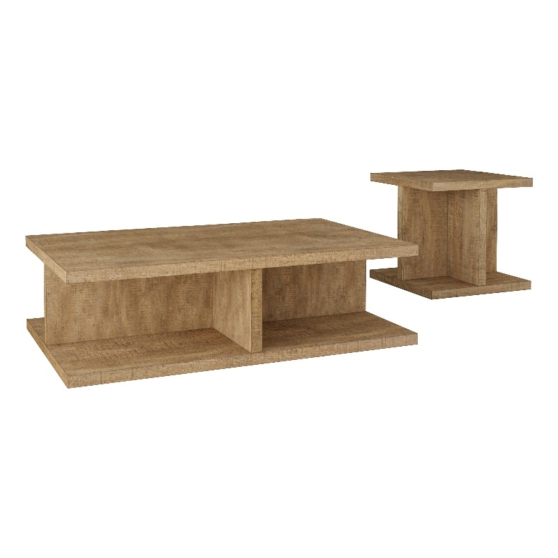 Pemberly Row 2-piece Engineered Wood Coffee and End Table Set in Mango