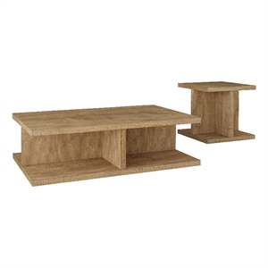 Pemberly Row 2-piece Engineered Wood Coffee and End Table Set in Mango