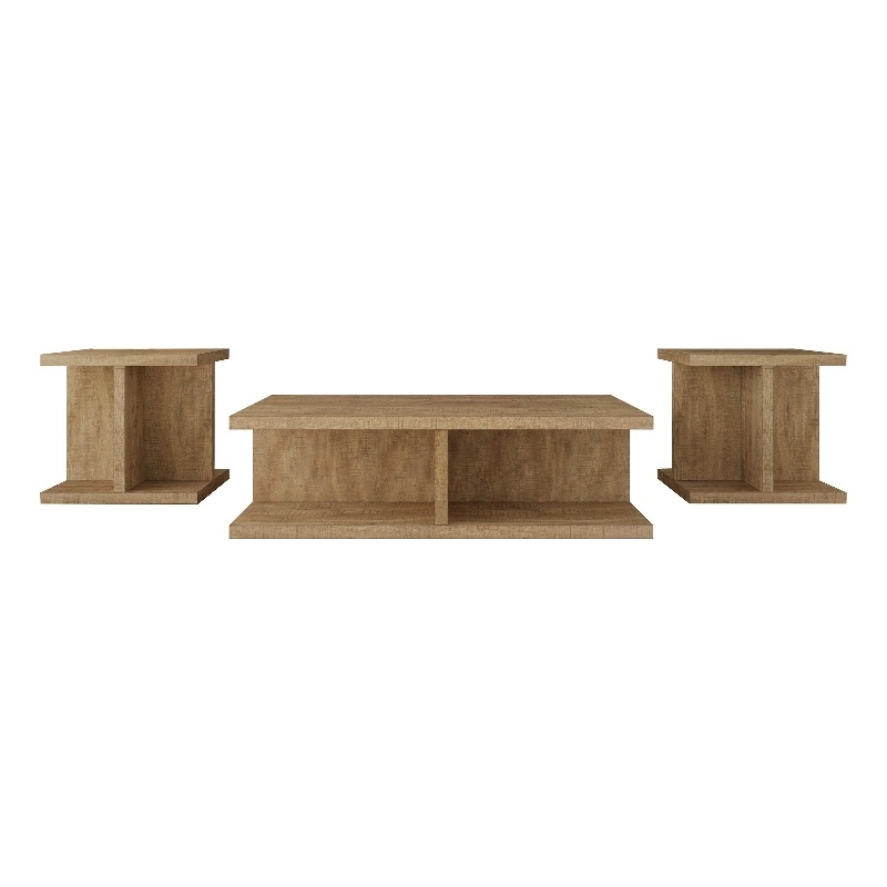 Pemberly Row 3-piece Engineered Wood Coffee and End Table Set in Mango