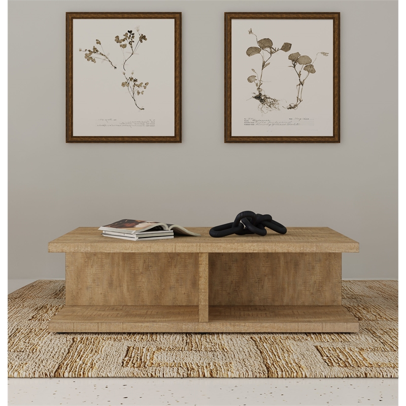 Pemberly Row Square Engineered Wood Cocktail Coffee Table in Mango
