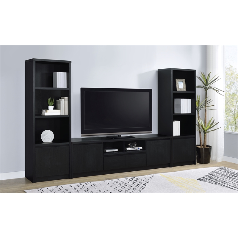 Pemberly Row 3-piece Entertainment Center 78-inch TV Stand in Black