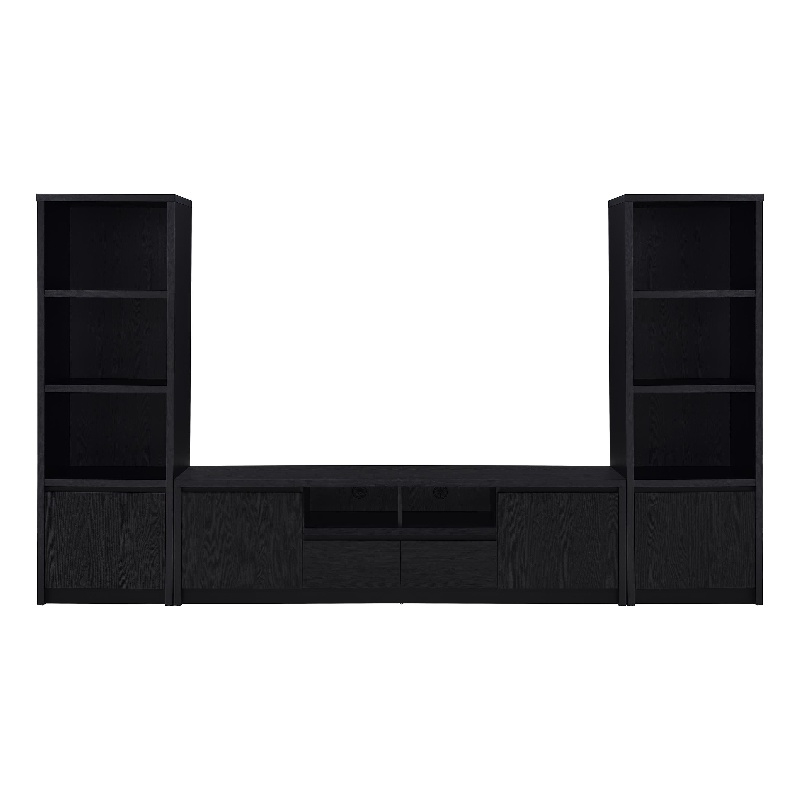 Pemberly Row 3-piece Entertainment Center 78-inch TV Stand in Black