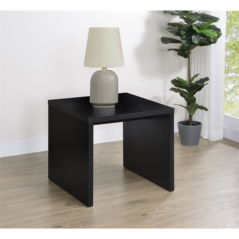 Pemberly Row Engineered Wood Square Side End Table in Black Finish