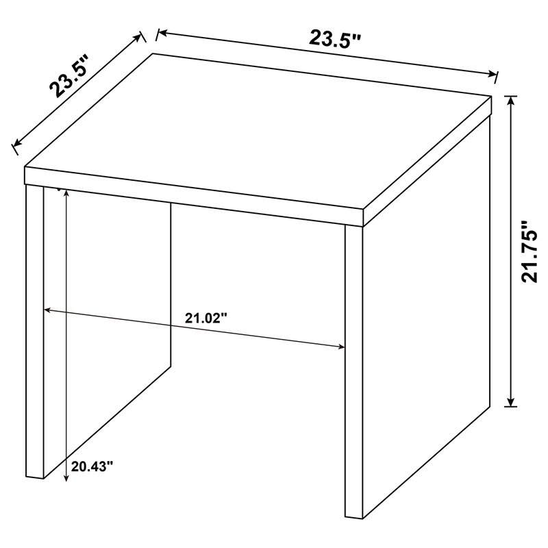 Pemberly Row Engineered Wood Square Side End Table in Black Finish