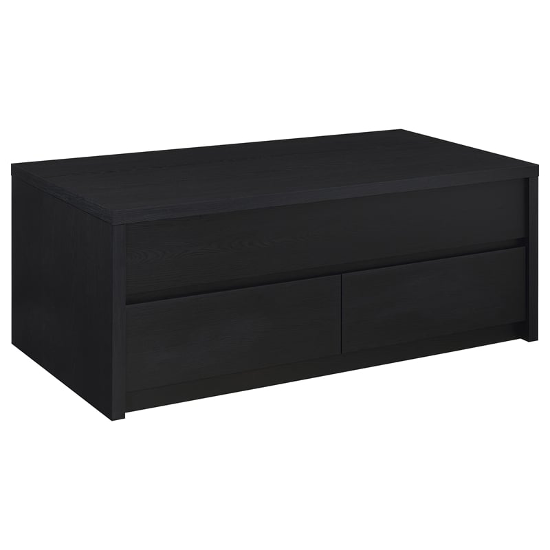 Pemberly Row Lift Top Cocktail Coffee Table with 2 Drawers in Black