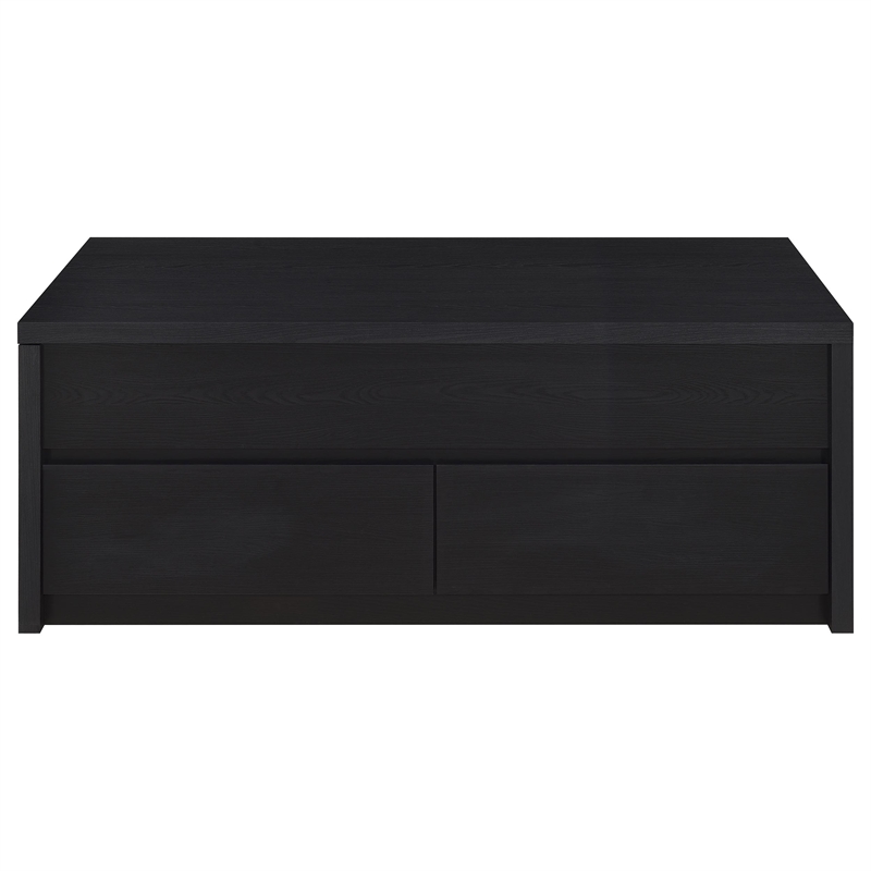 Pemberly Row Lift Top Cocktail Coffee Table with 2 Drawers in Black