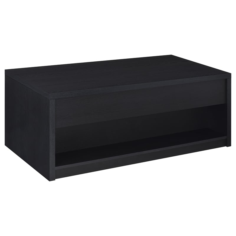 Pemberly Row Lift Top Cocktail Coffee Table with 2 Drawers in Black