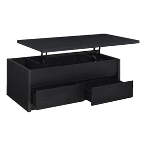 Pemberly Row Lift Top Cocktail Coffee Table with 2 Drawers in Black