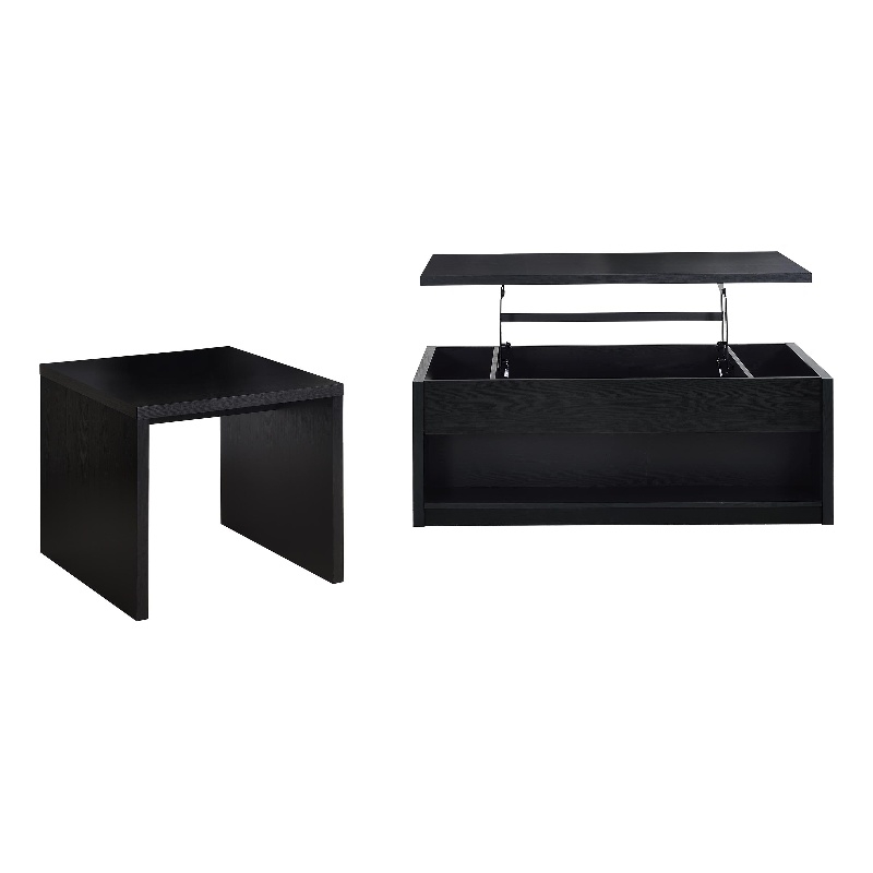 Pemberly Row 2-piece Lift Top Coffee Table and End Table Set in Black