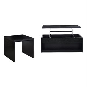 Pemberly Row 2-piece Lift Top Coffee Table and End Table Set in Black