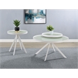 Pemberly Row 2-piece Round Glass Top Coffee and End Table Set in White