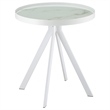 Pemberly Row 2-piece Round Glass Top Coffee and End Table Set in White