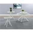 Pemberly Row 3-piece Round Glass Top Coffee and End Table Set in White