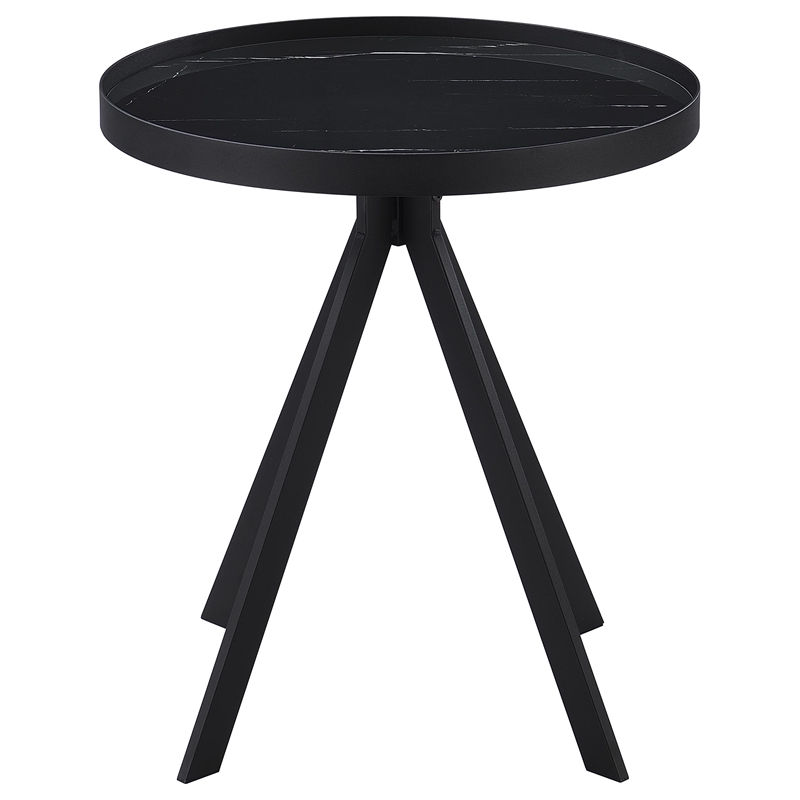 Pemberly Row 2-piece Round Glass Top Coffee and End Table Set in Black