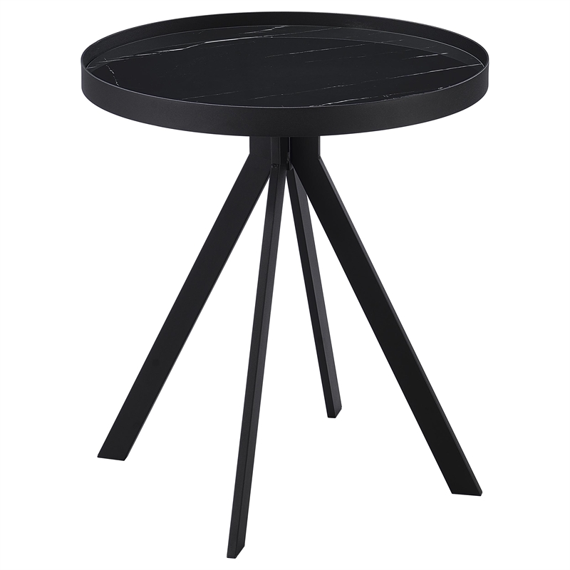 Pemberly Row 3-piece Round Glass Top Coffee and End Table Set in Black