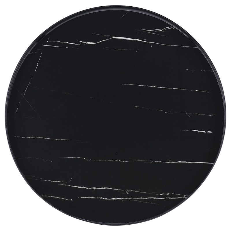 Pemberly Row 3-piece Round Glass Top Coffee and End Table Set in Black