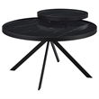 Pemberly Row 3-piece Round Glass Top Coffee and End Table Set in Black