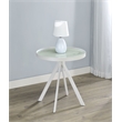 Pemberly Row Round Marble Printed Glass Top End Side Table in White