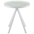 Pemberly Row Round Marble Printed Glass Top End Side Table in White