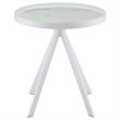 Pemberly Row Round Marble Printed Glass Top End Side Table in White