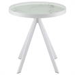Pemberly Row Round Marble Printed Glass Top End Side Table in White
