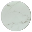 Pemberly Row Round Marble Printed Glass Top End Side Table in White