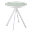 Pemberly Row Round Marble Printed Glass Top End Side Table in White