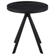 Pemberly Row Round Marble Printed Glass Top End Table in Black