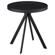 Pemberly Row Round Marble Printed Glass Top End Table in Black