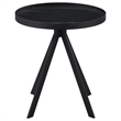 Pemberly Row Round Marble Printed Glass Top End Table in Black